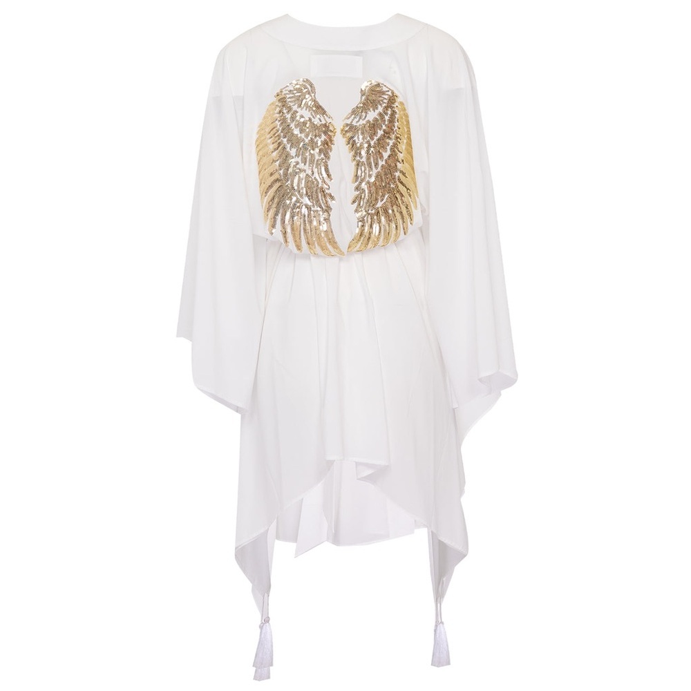 MYSTIQUE Luxury Designer Angel Wings Chiffon Swim Cover Kimono Handmade NWT